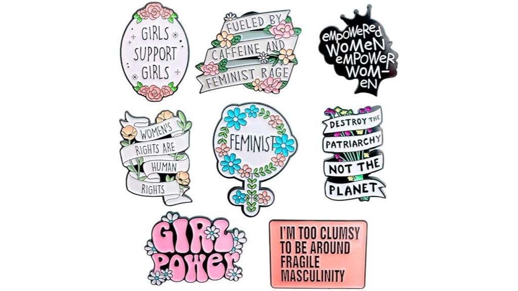feminist empowerment enamel pins