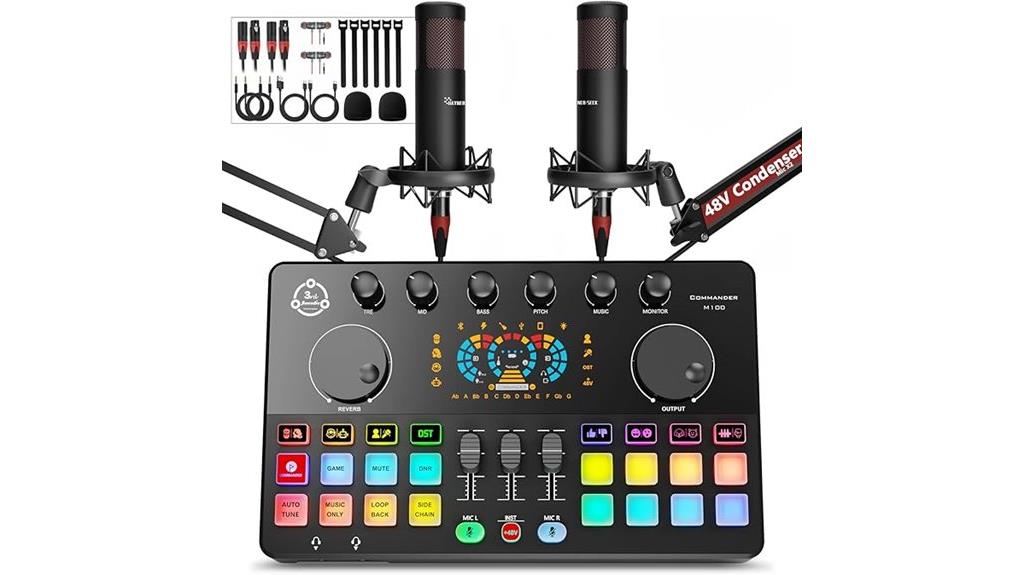 podcast microphone and mixer