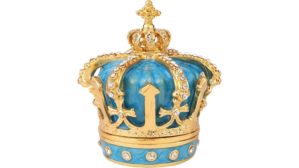 sky blue crown trinket box