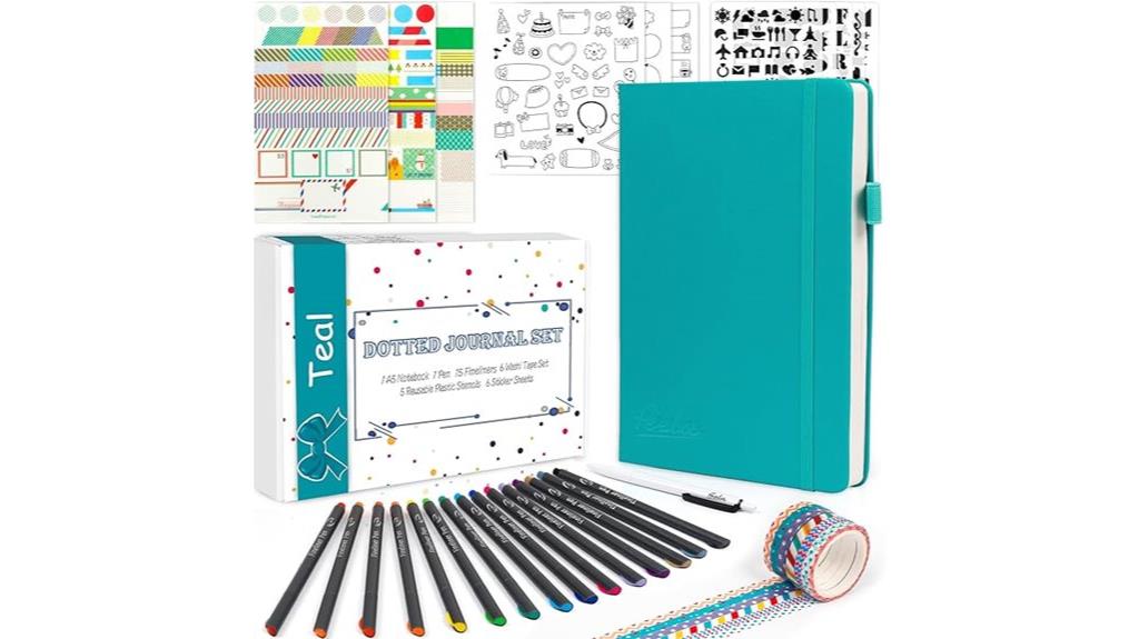teal dotted notebook set