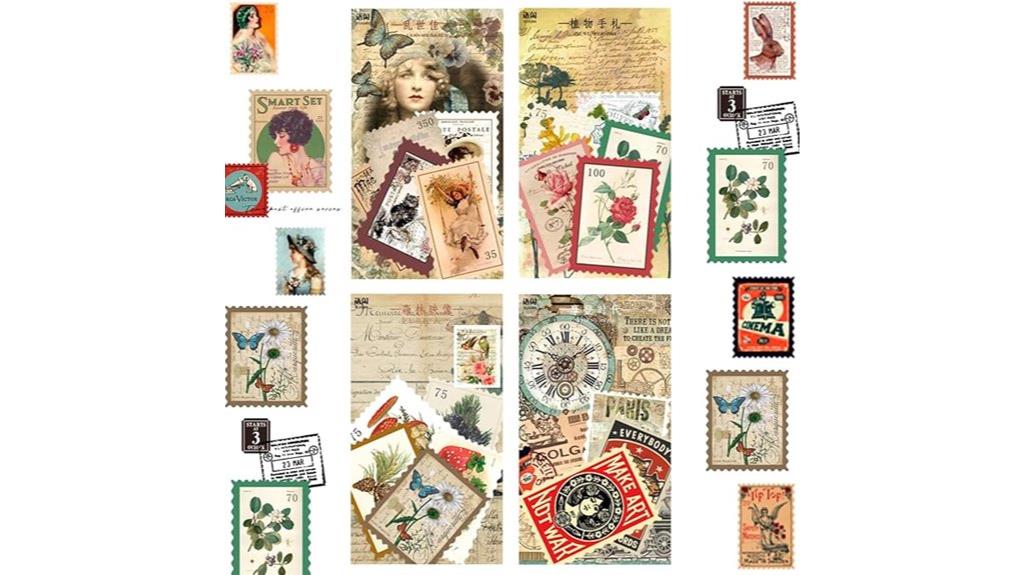 vintage postage stamp stickers