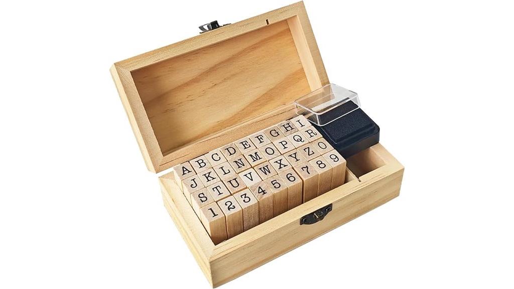 wooden alphabet number stamps