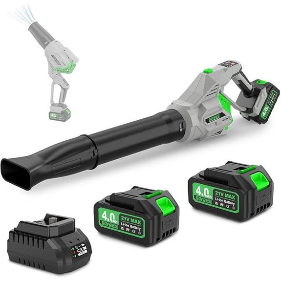 21V Cordless Leaf Blower with Batteries and Accessories