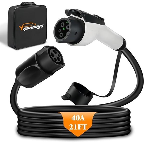 EV Charger Extension Cable 21ft 40A J1772 Extension Cord