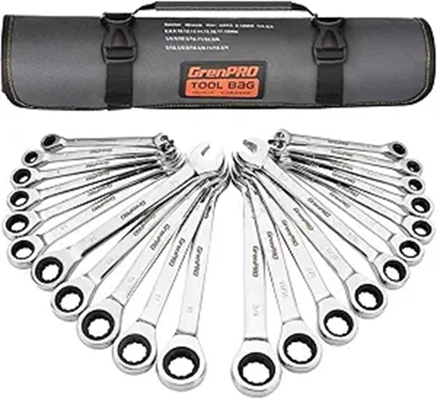 22-Piece SAE & Metric Ratcheting Wrench Set with Organizer