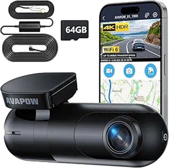 AVAPOW 4K Dash Cam for Cars with WiFi and Night Vision