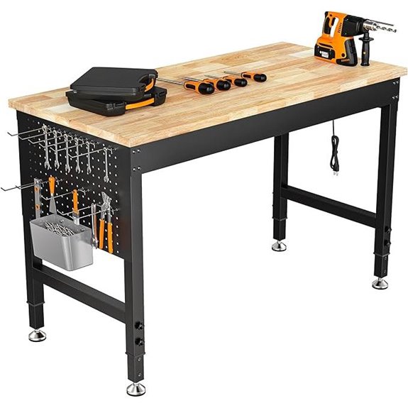 Heavy Duty Adjustable Workbench with Power Outlets