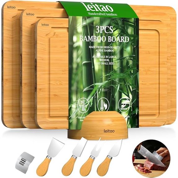 Bamboo Cutting Board Set with Knives and Guard
