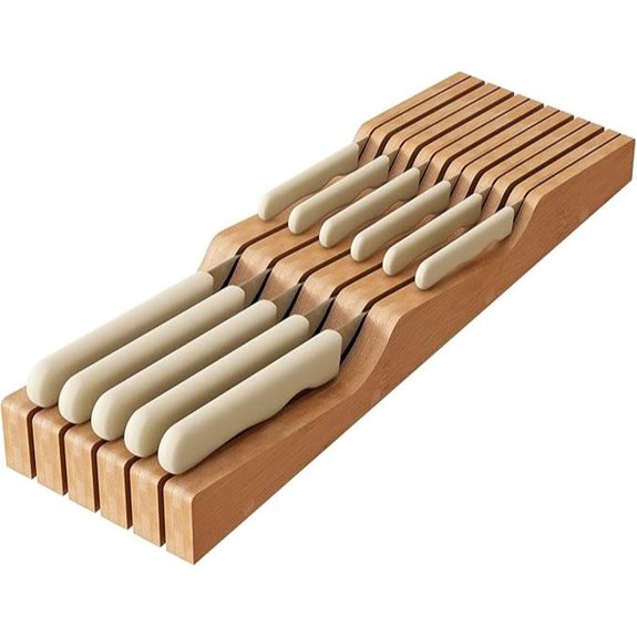 In-Drawer Bamboo Knife Organizer (11 Knives Dock)