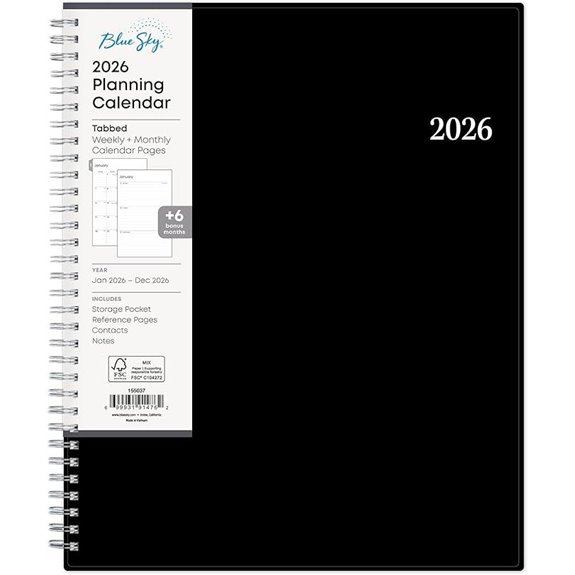 Blue Sky 2026 Weekly & Monthly Planner with Tabs