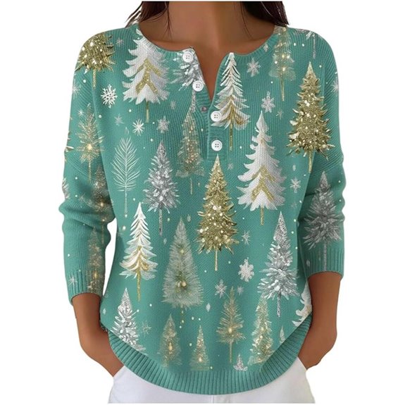 Christmas Women 2025 V-Neck Long Sleeve Shirt