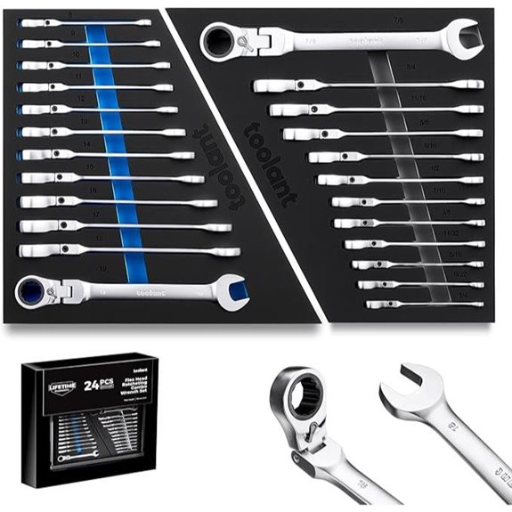 Toolant 24-Piece Ratcheting Wrench Set with Storage Tray