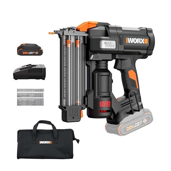 WORX Cordless 20V Brad Nailer with Battery & Charger