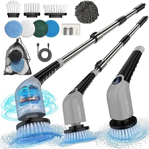 YKYI Cordless Electric Spin Scrubber with 8 Brush Heads