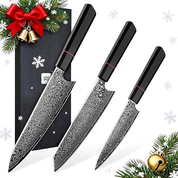 TIVOLI Damascus Knife Set 3PCS for Kitchen Chefs