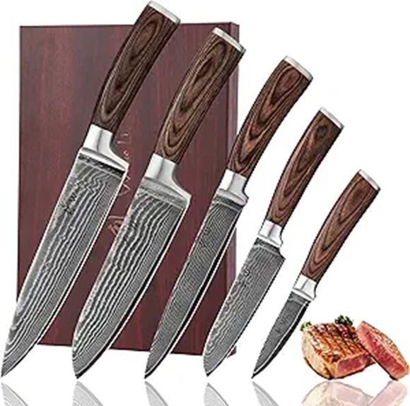 Wakoli Damascus Knife Set with VG10 Steel Blades