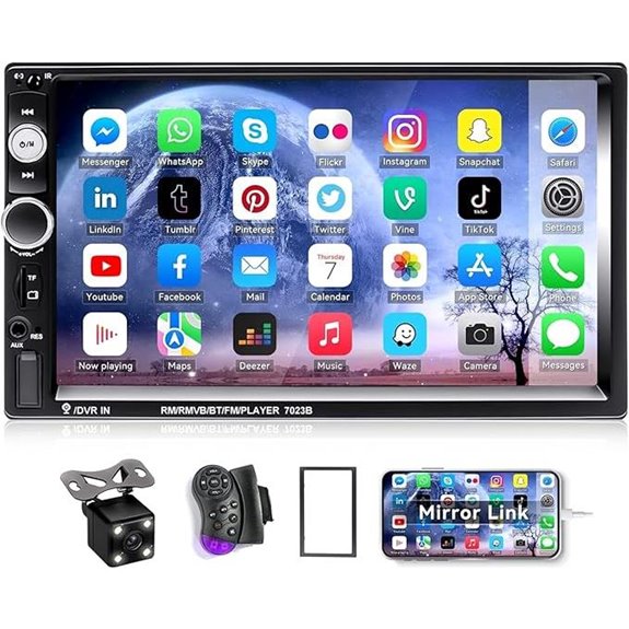 CAMECHO 7 Double Din Car Stereo with Backup Camera
