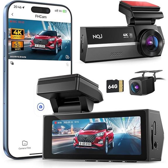 Dual 4K+2K Car Dash Camera with Wi-Fi and Night Vision