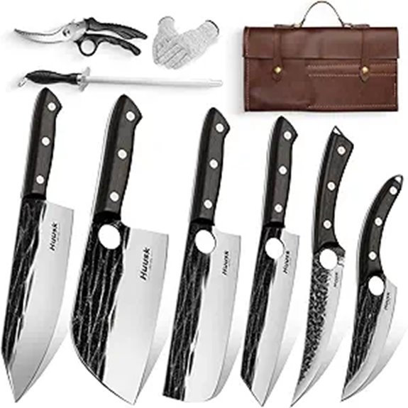 Huusk Knife Set with Ebony Handles and Bag
