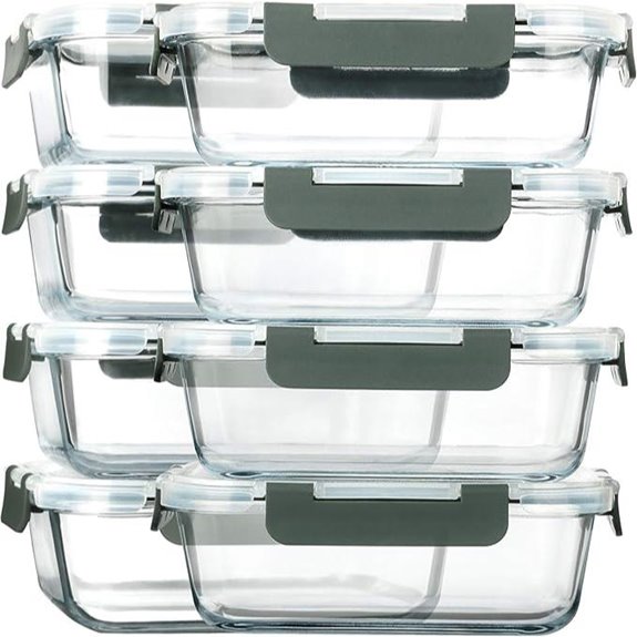 8-Pack Glass Meal Prep Containers with Lids