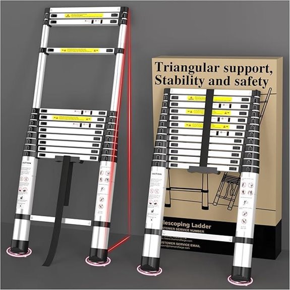 Retractable Telescoping Aluminum Ladder 12.5 ft 330lbs