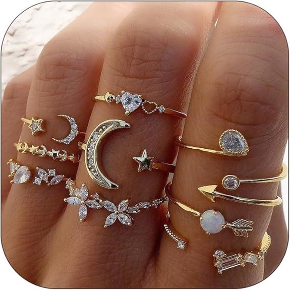 Gold Stackable Rings for Women and Teen Girls