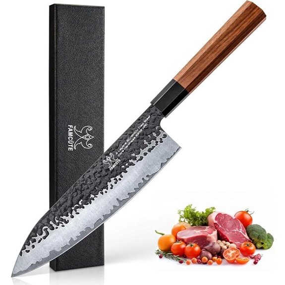 Japanese Hand Forged 8-Inch Chef Knife with Rosewood Handle