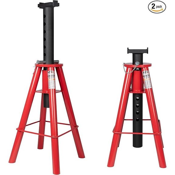 Heavy-Duty 10 Ton Adjustable Pin Jack Stand (Pair)