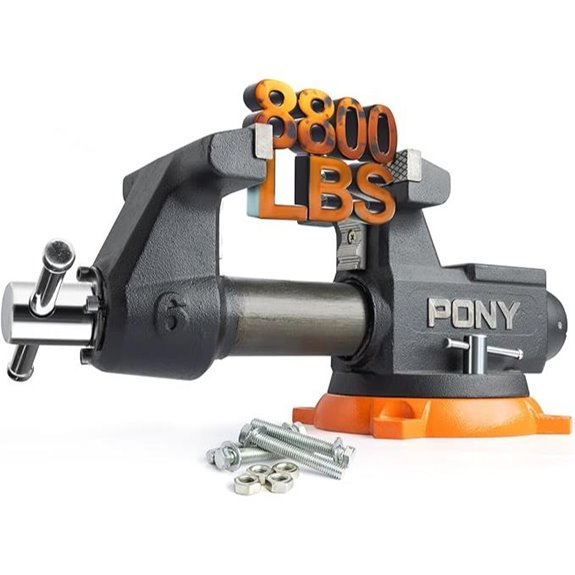 PONY 6-Inch Heavy Duty Bench Vise with Rotatable Base