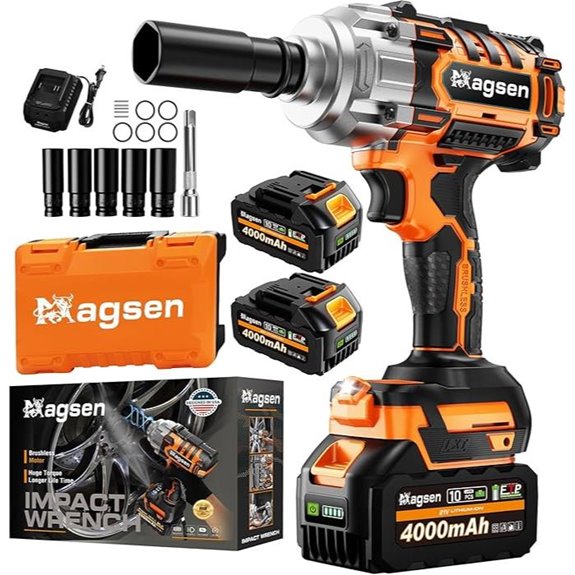 Cordless Impact Wrench 900Ft-lbs Brushless 2 Batteries