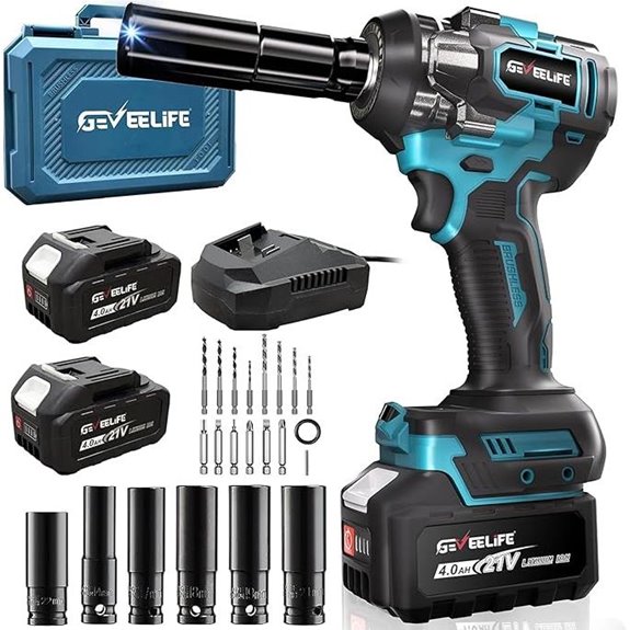 GEVEELIFE 650N.m Brushless Impact Wrench with Batteries