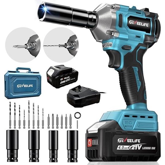 GEVEELIFE 450N.m Brushless Impact Wrench with Battery