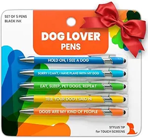 Funny Dog Lover Pen Set with Doggy Quotes