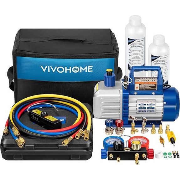 VIVOHOME HVAC Vacuum Pump & 4-Way Gauge Set Kit