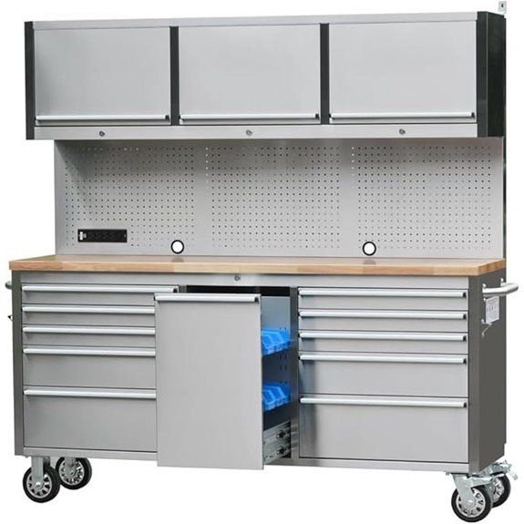 72-inch Rolling Tool Chest with Cabinets and Bins
