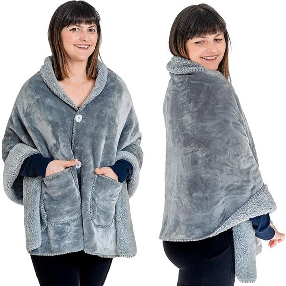 Premium Double Layer Poncho Blanket for Elderly Women