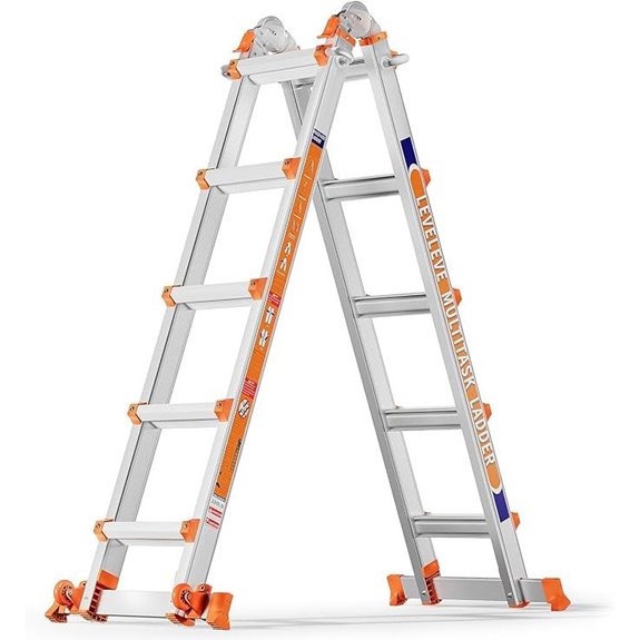 LEVELEVE 5-Step Ladder with Wheels and Stabilizer