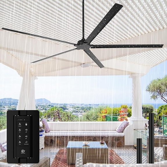Outdoor Waterproof 84-Inch Black Ceiling Fan with 5 Blades