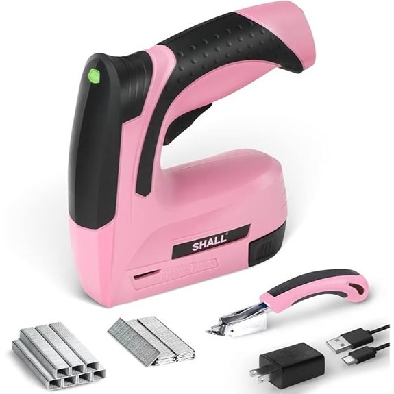 SHALL Pink Cordless Staple Gun with Staples and Charger