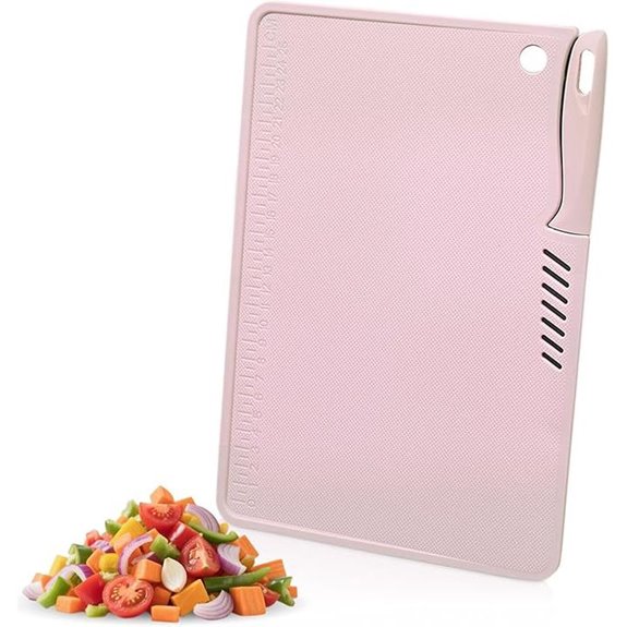 Plastic Utility Cutting Board with Knife Pink Set