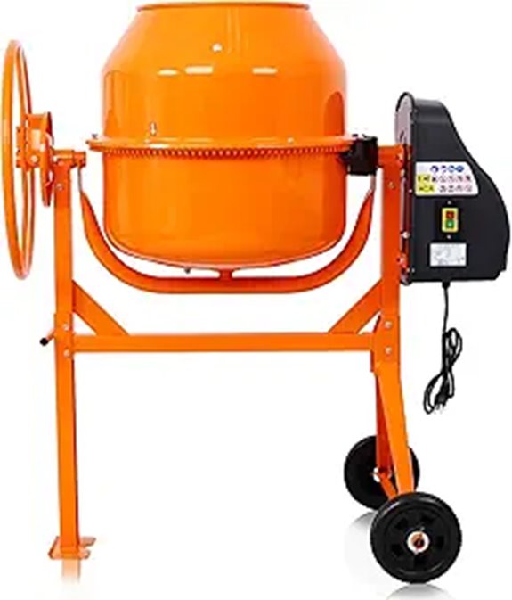 Portable 5 Cu Ft Electric Concrete Mixer with Wheels