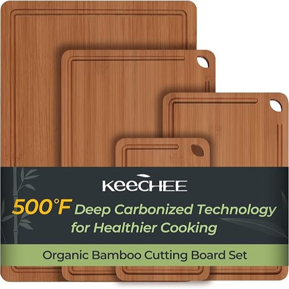 Carbonized Bamboo Cutting Boards Set (4 Pieces)