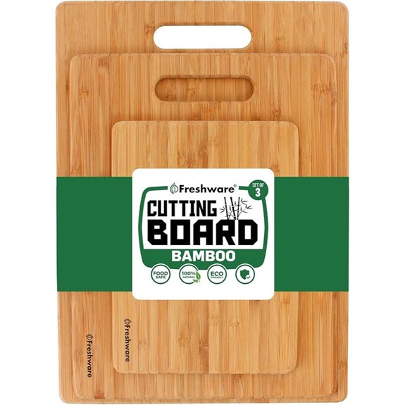 Bamboo Cutting Boards Set of 3 with Handles
