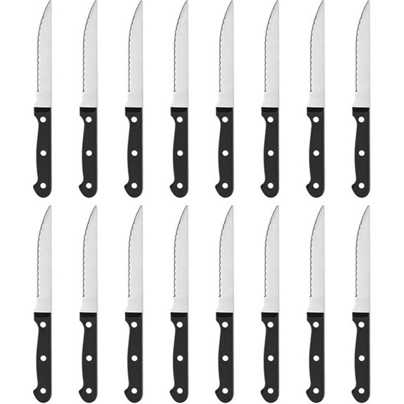 BEWOS 16-Piece Serrated Steak Knife Set