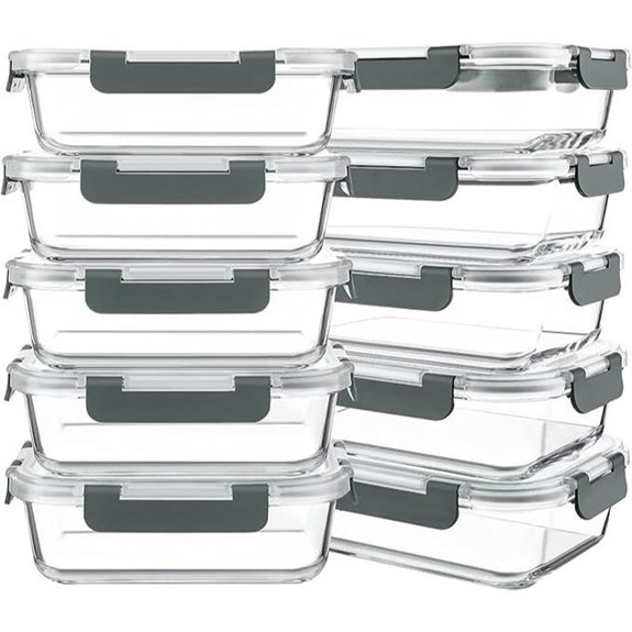 KOMUEE 10-Pack 30oz Glass Meal Prep Containers