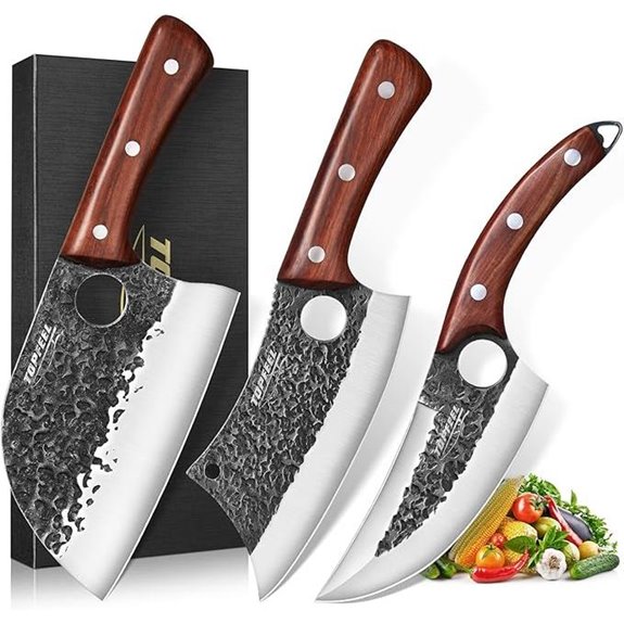 3PCS Butcher Knife Set for Kitchen & Outdoors