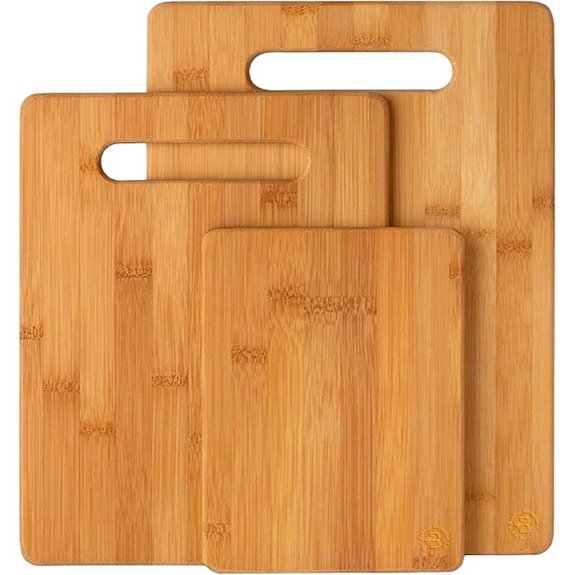 Bamboo Cutting Board Set (3 Sizes) for Food Prep