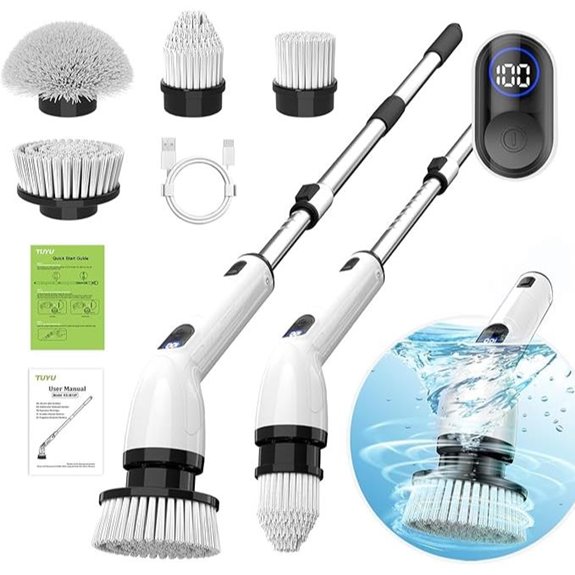 TUYU Electric Spin Scrubber with Waterproof & Extendable Handle