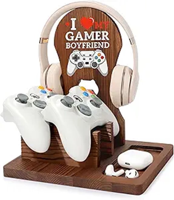 Wooden Headphone Stand Gift for Boyfriend & Dad