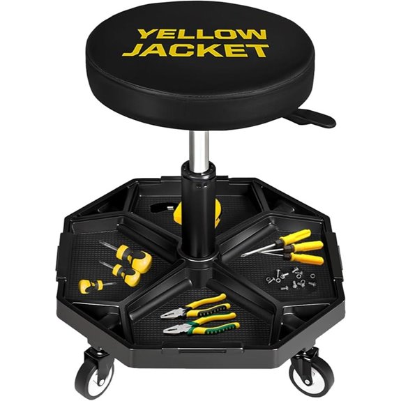 Yellow Jacket Rolling Garage Seat with Storage Tray